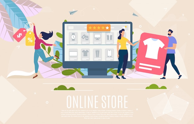 Vector online shop flat vector landing page template