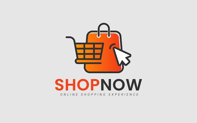 Online shop logo design concept for bag mouse or hand cursor