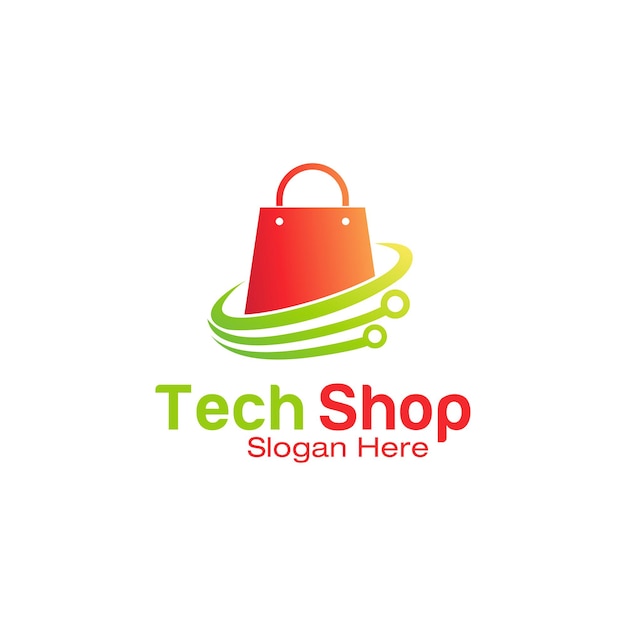 Concetto di design del logo del negozio online. centro commerciale online logo vettoriale. negozio online e simbolo di regali