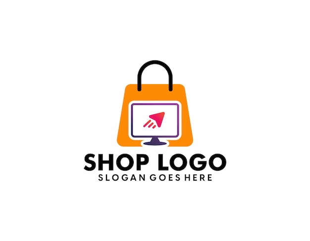 Online shop logo design template perfect for ecommerce sale store shop discount or web