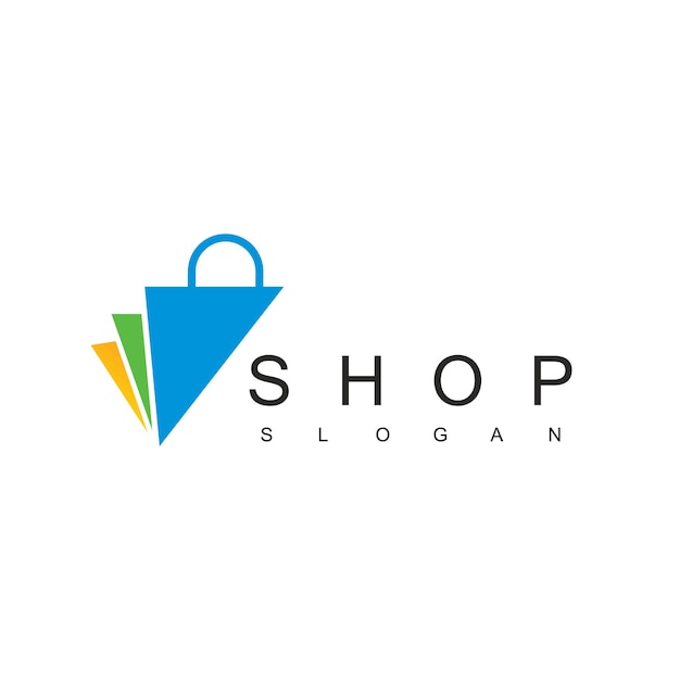 Negozio online logo design template shopping bag vector design mercato digitale simbolo