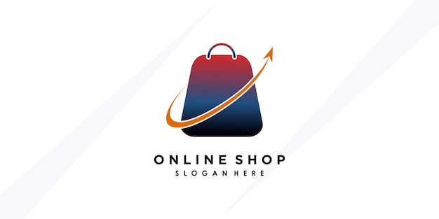 Online shop logo design with creative concept premium verctor