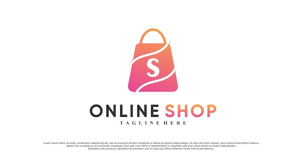 Online shop logo design with modern concept Premium Vector