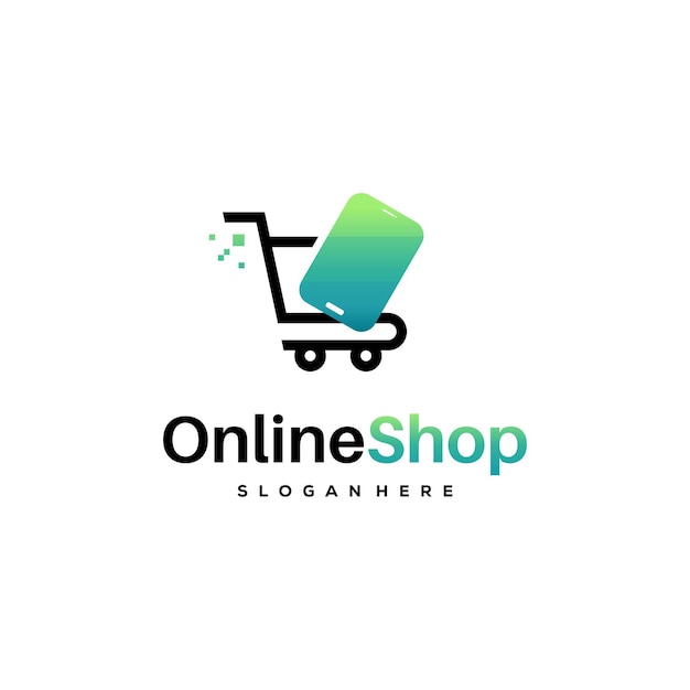 Online shop logo designs template vector, simple shopping logo