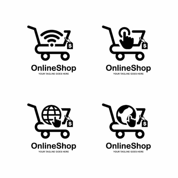 Online shop logo Online store logo Shopping cart logo Application mobile online shop logo vector