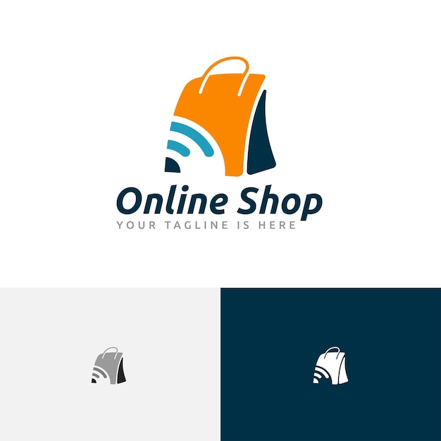 Negozio online marketplace shopping bag logo moderno