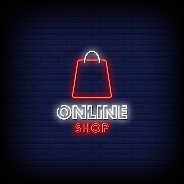 Online Shop Neon Signs Style Text  