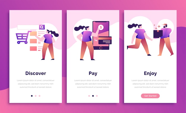 Vector online shop onboarding page for mobile phone