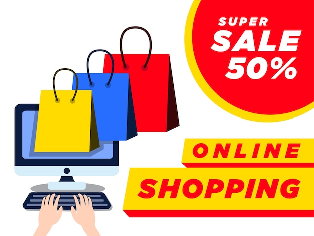 Modello di progettazione banner per lo shopping online super vendita