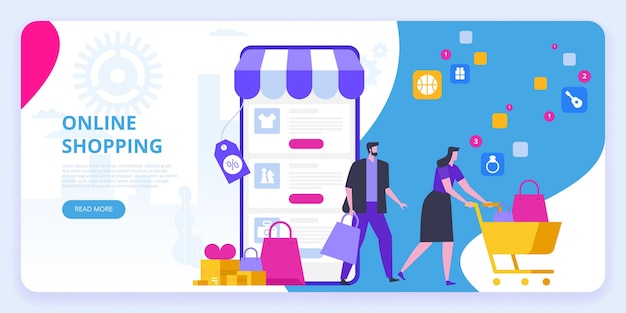 オンラインショッピングのバナー。 eコマースセールス、デジタルマーケティング。