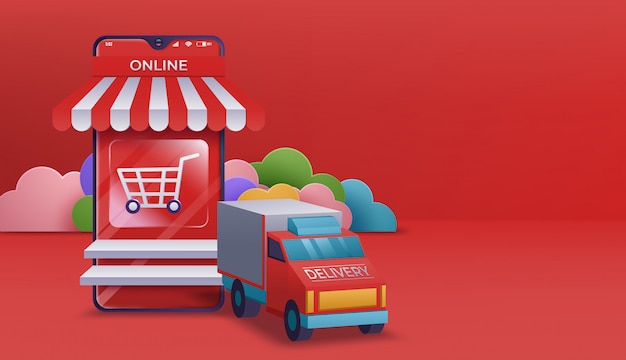 Banner per lo shopping online, modelli di app mobili. illustrazione