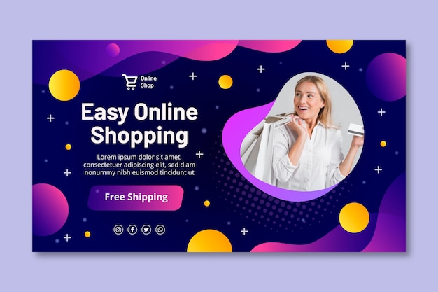 Vettore modello di banner per lo shopping online