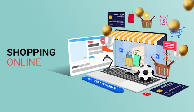 Vector online shopping banner