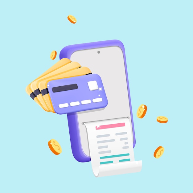 Online shopping bill payment with smartphone and credit cart icon design