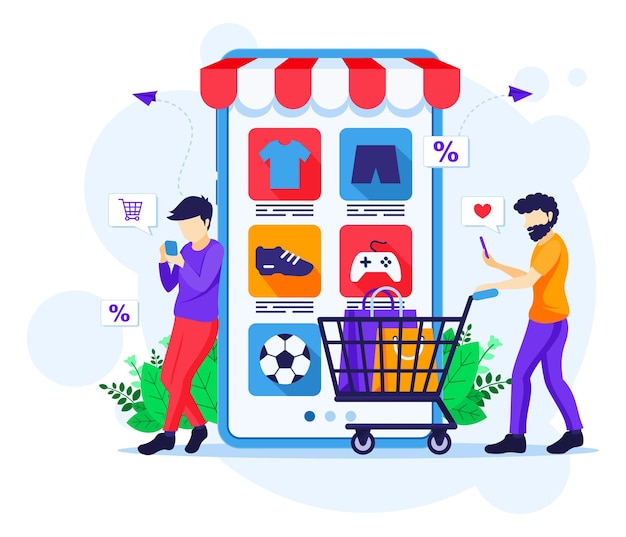 Online shopping concept flat illustration