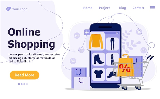 Vettore illustrazione del concetto di shopping online perfetta per la pagina di destinazione dell'app mobile banner di web design