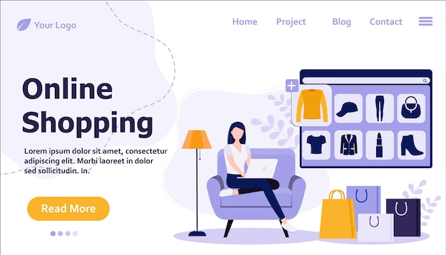 Illustrazione del concetto di shopping online perfetta per la pagina di destinazione dell'app mobile banner di web design