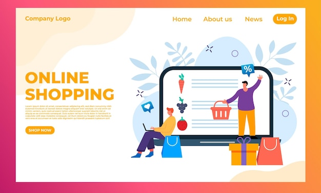 online shopping concept, shopping online on illustration, marketplace illustration