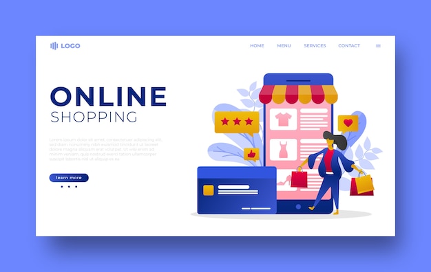 Online shopping concept for web landing page