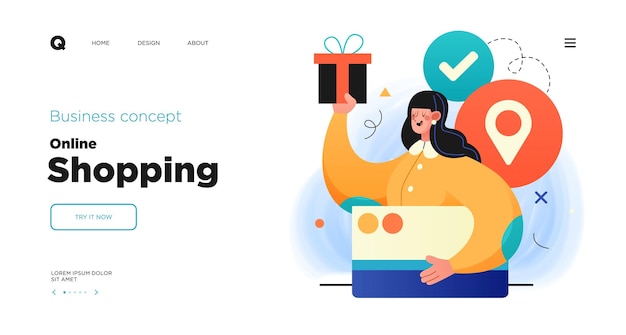 Progettazione del modello di sito web di concetto di acquisto e consegna online