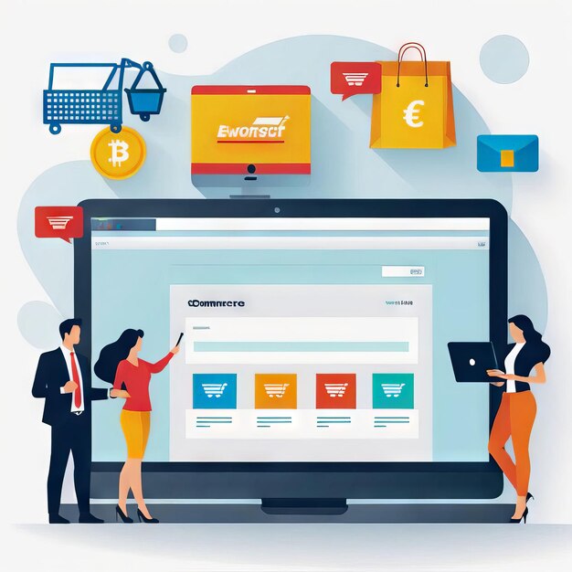 Vettore shopping online e concetto di commercio elettronico