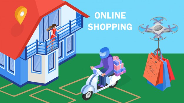 Online shopping express delivery banner template