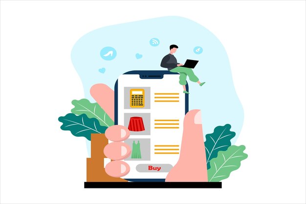 Online Shopping Flat Illustration Design