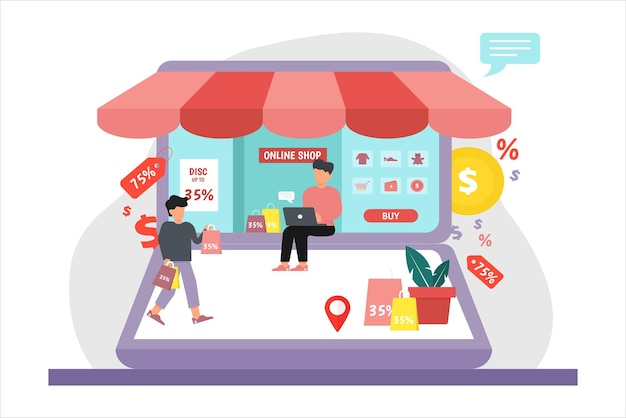 Online Shopping Flat Illustration Design