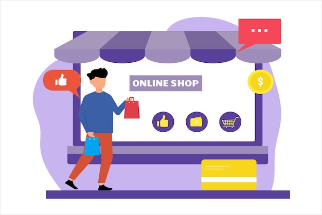 Online Shopping Flat Illustration Design