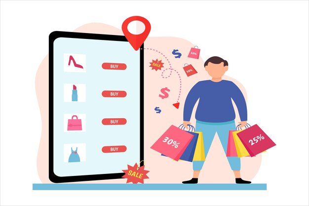 Online Shopping Flat Illustration Design