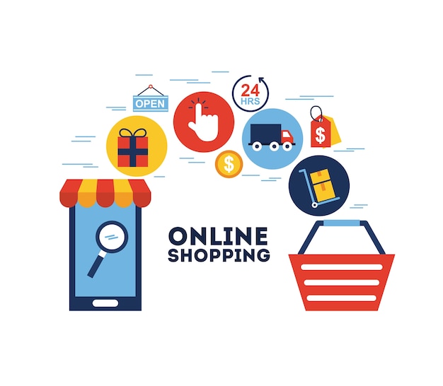 Vector online shopping flat