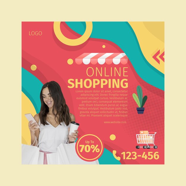 Online shopping flyer square