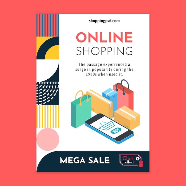 Vector online shopping flyer template