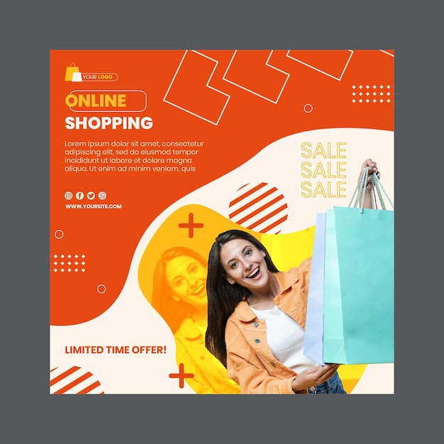 Vector online shopping flyer template