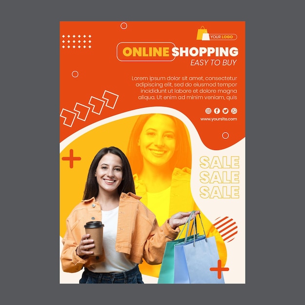 Vector online shopping flyer template