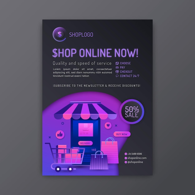 Vector online shopping flyer template