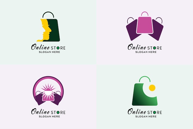 Online shopping icon logo design modern vector online shopping bag creative illustration