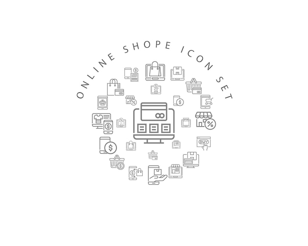 Online shopping icon set