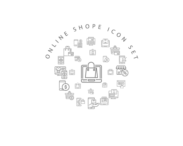 Online shopping icon set