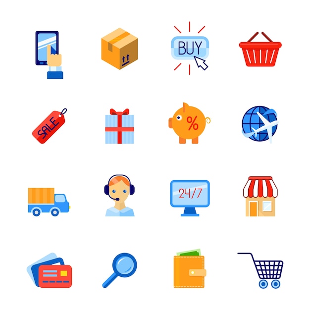 Vector online shopping icons collection