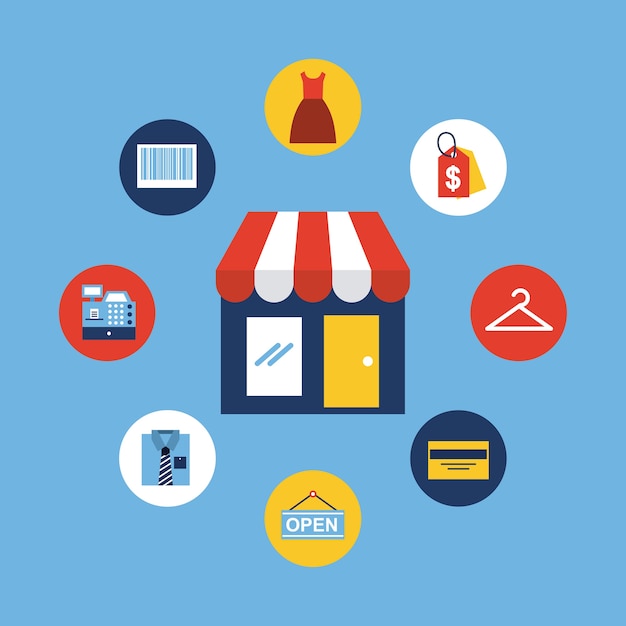 Online shopping icons set