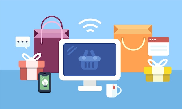 Online shopping icons set