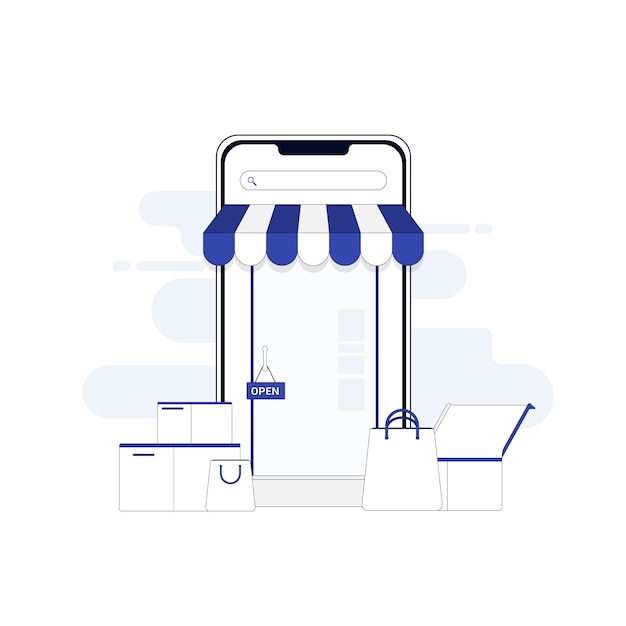 Online shopping illustration concept