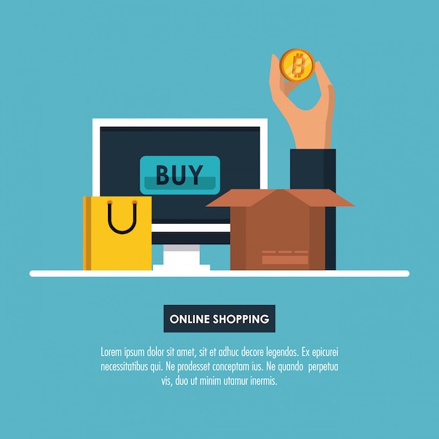 Vector online shopping infographic with cartoon elements