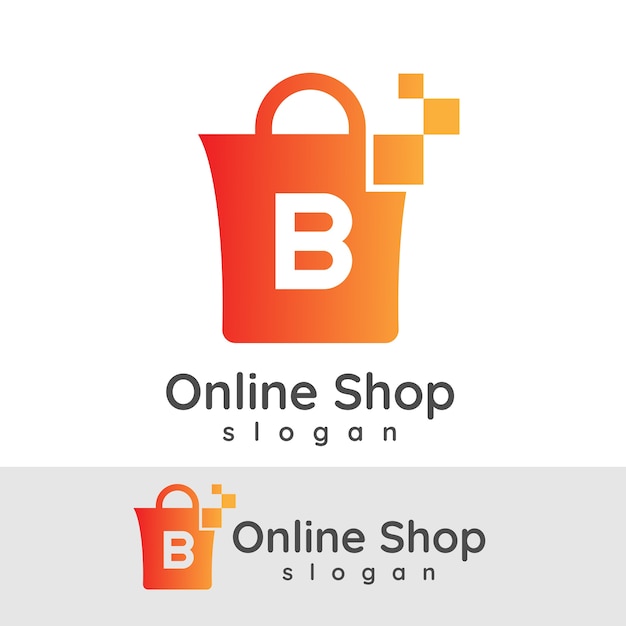 online shopping initial Letter B Logo design