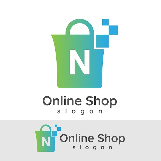 online shopping initial Letter N Logo design