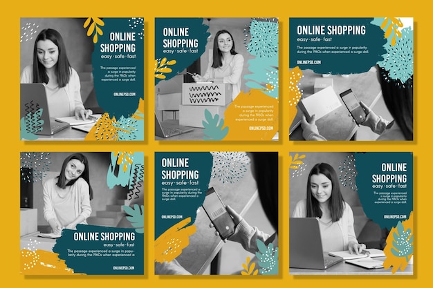 Vector online shopping instagram posts template