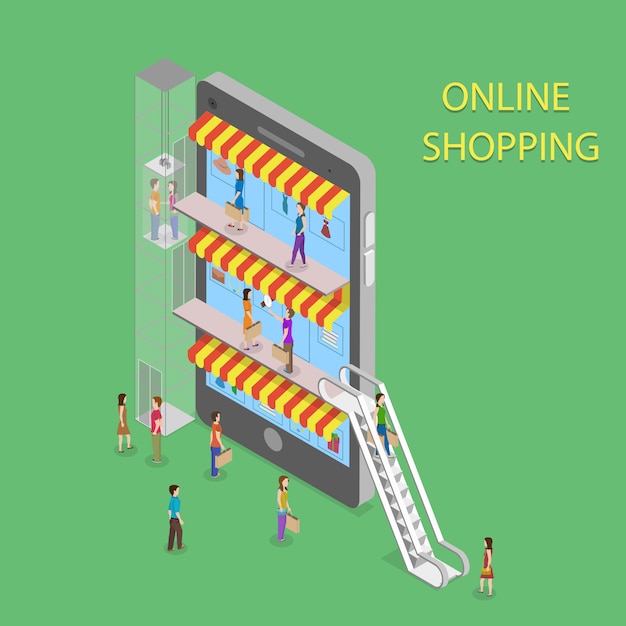 Online shopping isometric