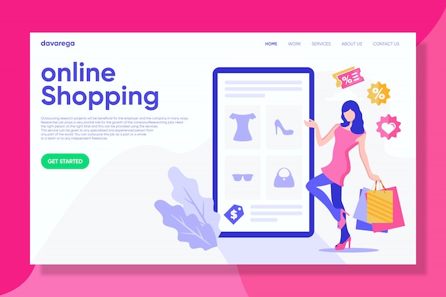 Vector online shopping landing page design