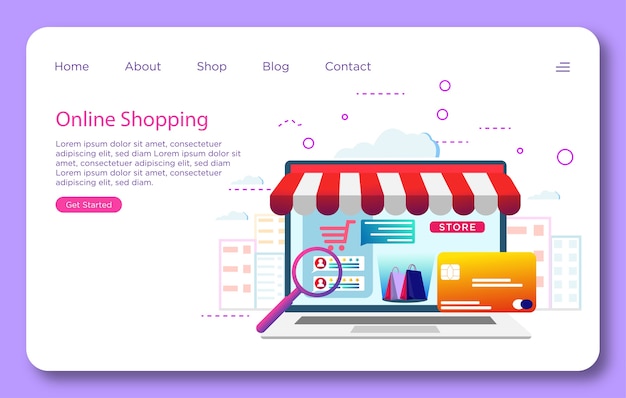 Vector online shopping landing page template design